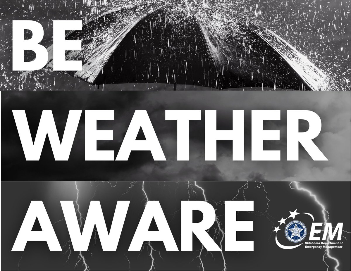 okem's tweet image. Be #WeatherAware Oklahoma! ⛈️ Severe weather is possible Friday evening/overnight and Saturday evening. Large hail, damaging winds, flash flooding, and tornadoes are possible. Have multiple ways of receive warnings and keep the volume turned up when you go to sleep. #okwx
