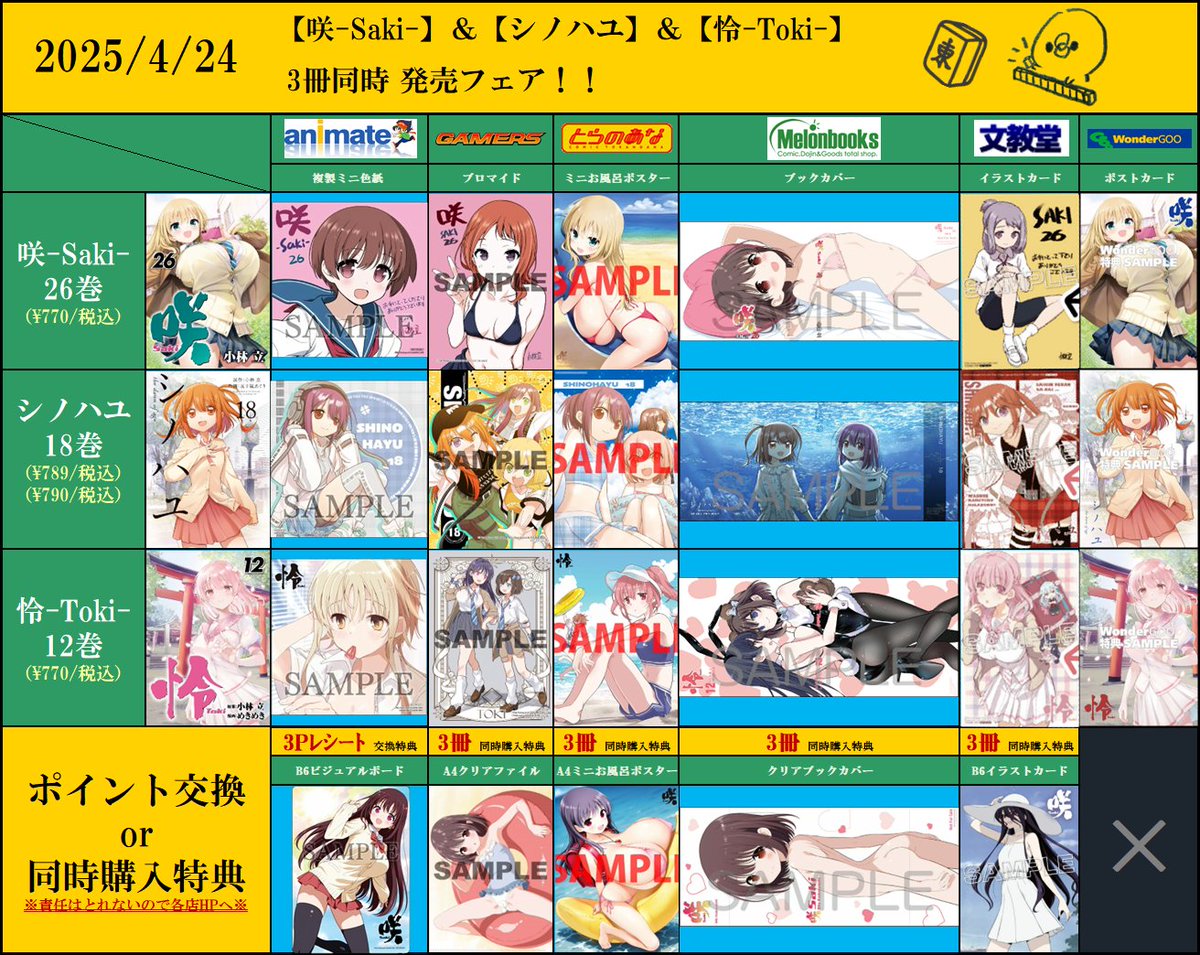 咲-Saki- 26巻 怜-Toki- 12巻 シノハユ 18巻 3冊セット