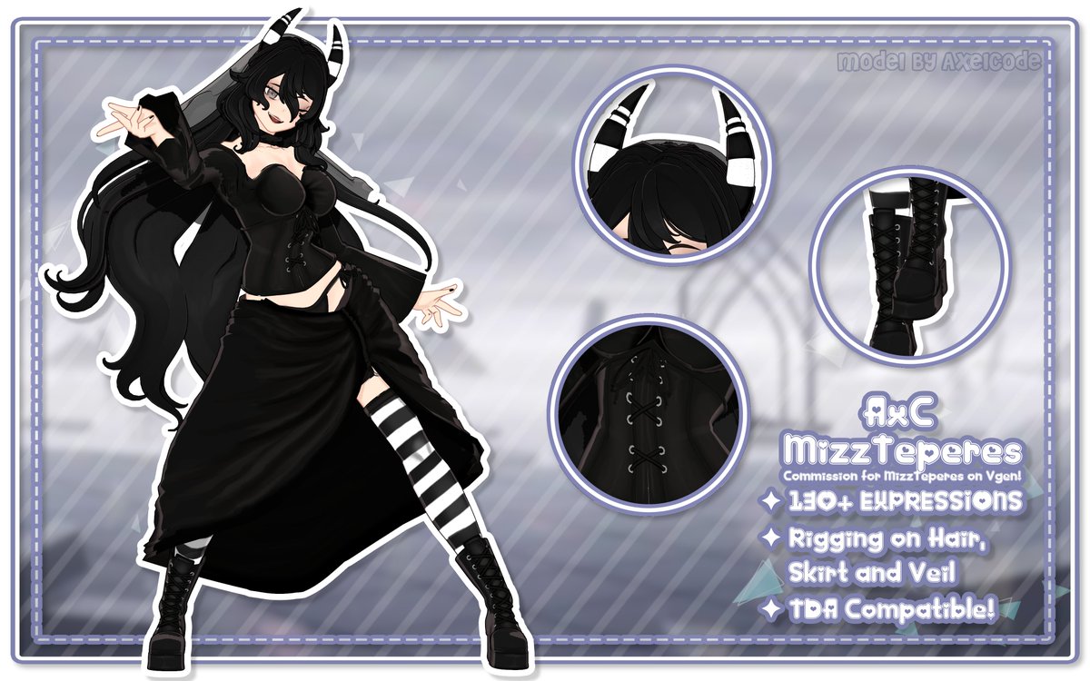 C0mmission for <a href="/Mizz_Blueberryz/">MizzTeperes 🔲😈🔳</a> trough #Vgen!  

It was real fun to put together the model from a simple reference, the hair work turned out so much better than I had imagined! 

 #VgenComm #MMD
