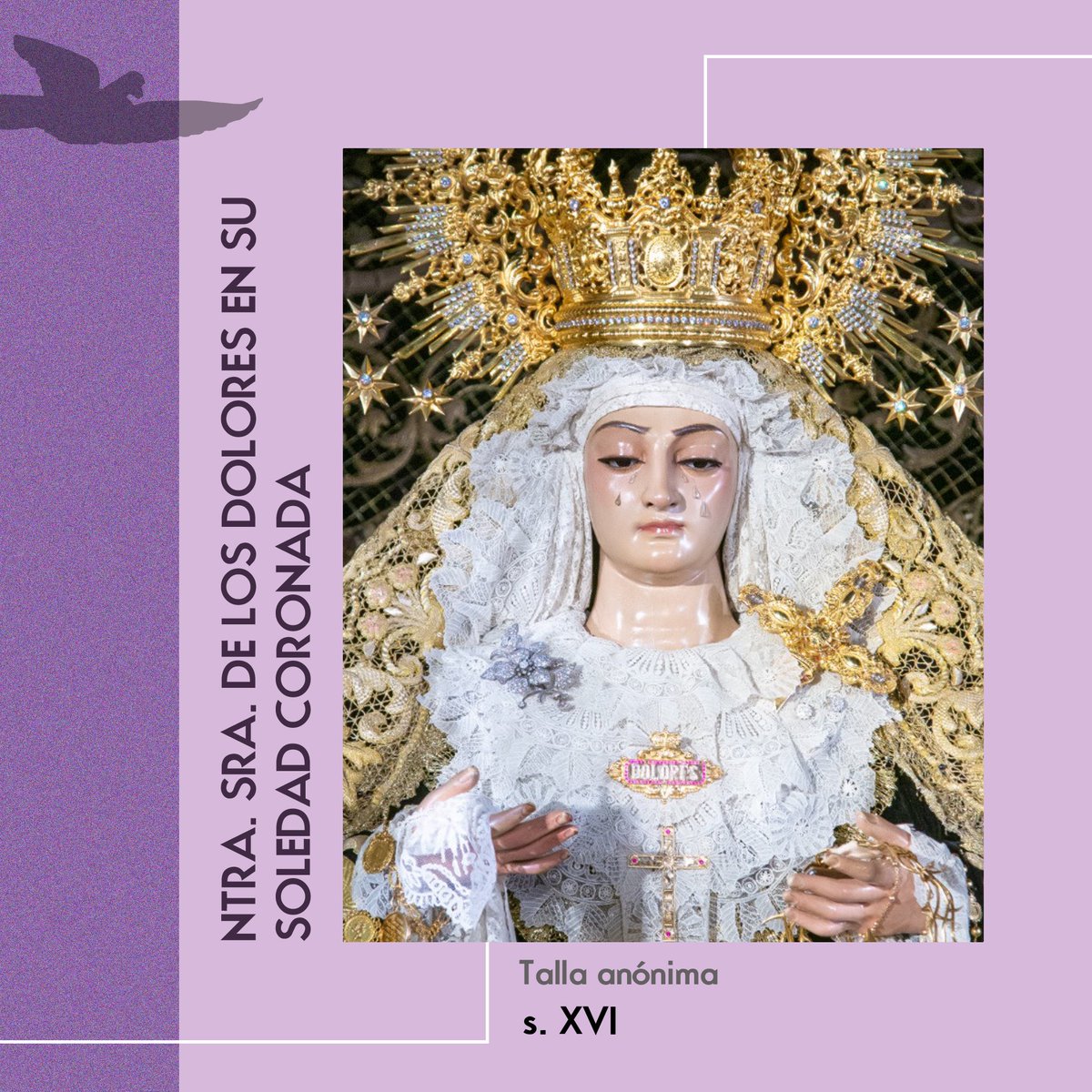 BandaCruzRoja's tweet photo. 💜 ¡Es #ViernesSanto! 

Ella es el Orgullo de su Pueblo. La Virgen de los Dolores en su Soledad Coronada con su pueblo de Alcalá. https://t.co/joyROMZTm8