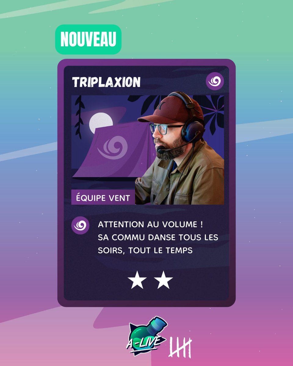 A-Live Event (@aliveevent_) on Twitter photo C'est au tour de <a href="/Triplaxion/">Triplaxion</a> d'annoncer sa participation à A-Live 5 au sein de l'équipe Vent !
Ambiance garantie !
🌪️RDV les 2, 3 et 4 mai prochains !
#alivewithus #streamingCaritatif C'est au tour de <a href="/Triplaxion/">Triplaxion</a> d'annoncer sa participation à A-Live 5 au sein de l'équipe Vent !
Ambiance garantie !
🌪️RDV les 2, 3 et 4 mai prochains !
#alivewithus #streamingCaritatif
