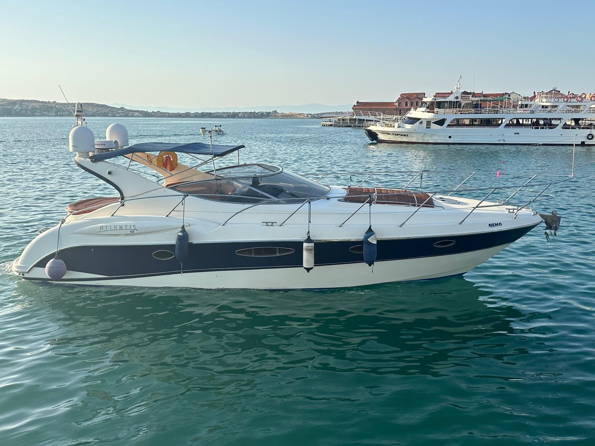 EkmarYachting's tweet photo. 🆕 For Sale: 2008 Azimut Atlantis 42 – Turnkey Condition

Meticulously maintained and ready to sail, this elegant motor yacht offers the perfect balance of performance and comfort. With twin Volvo Penta engines delivering 600 HP, a sleek design, and extensive recent upgrades, she’s an outstanding opportunity on the market.
🔹 Key Specifications:
• Length: 12m | Beam: 3.85m
• Cabins: 2 | Berths: 3
• Engines: 2 x Volvo Penta (approx. 1,000 hrs)
• Fuel Type: Diesel
• Hull Material: Fiberglass
• Flybridge: Yes
• Flag / Location: Turkey

🔧 Highlights:
✔ All maintenance up to date
✔ Brand-new stern drives (originals included as spares)
✔ All batteries recently replaced
✔ Interior and teak deck fully refitted in 2022
✔ Extra equipment & systems valued at €50,000 (details upon request)

📞 Serious inquiries are welcome. A full equipment list and photos are available upon request.

📩 Contact us: info@ekmaryachting.com | WhatsApp: +90 532 7408511

#AzimutAtlantis42 #NewListing #YachtForSale #MotorYacht #TurnkeyYacht #AzimutYachts #LuxuryBoating #BoatForSaleTurkey #YachtBrokerage
