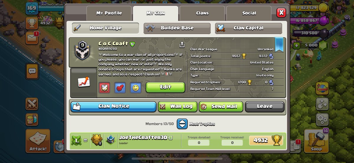 JoeTheCrafter30's tweet photo. @ClashofClans #8QRR9280 🙏🙏 https://t.co/d0r3SawwUs
