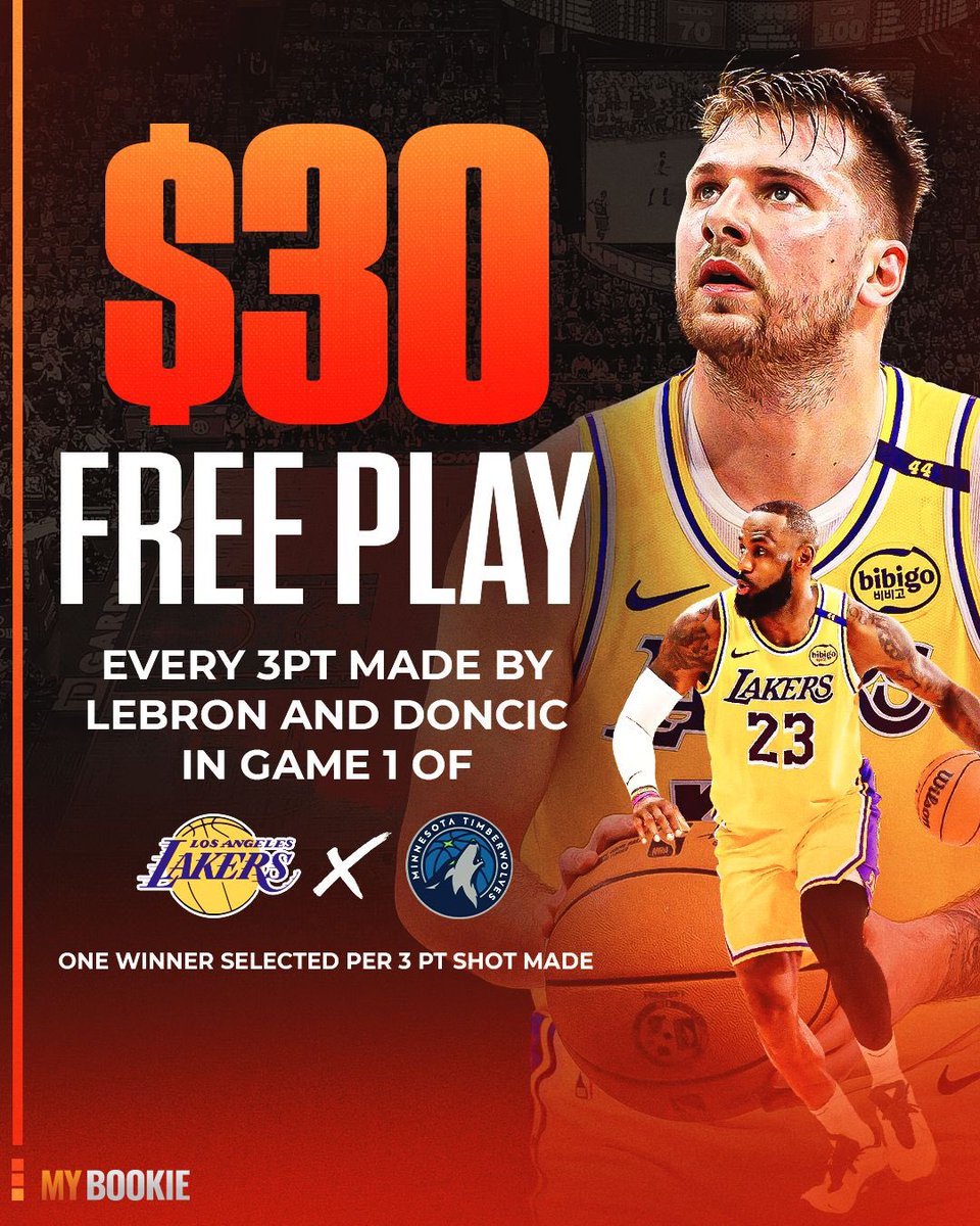 MyBookie - Bet With The Best (@mybookie) on Twitter photo 🚨🚨LUKA/LEBRON FREE PLAY🚨🚨
Every 3PT shot made ➡️ Random $30 free play awarded
How to enter:
1️⃣ ❤️ and RT this post
2️⃣ MUST follow us <a href="/MyBookie/">MyBookie - Bet With The Best</a>
3️⃣ Reply with your favorite Luka gif 🚨🚨LUKA/LEBRON FREE PLAY🚨🚨
Every 3PT shot made ➡️ Random $30 free play awarded
How to enter:
1️⃣ ❤️ and RT this post
2️⃣ MUST follow us <a href="/MyBookie/">MyBookie - Bet With The Best</a>
3️⃣ Reply with your favorite Luka gif