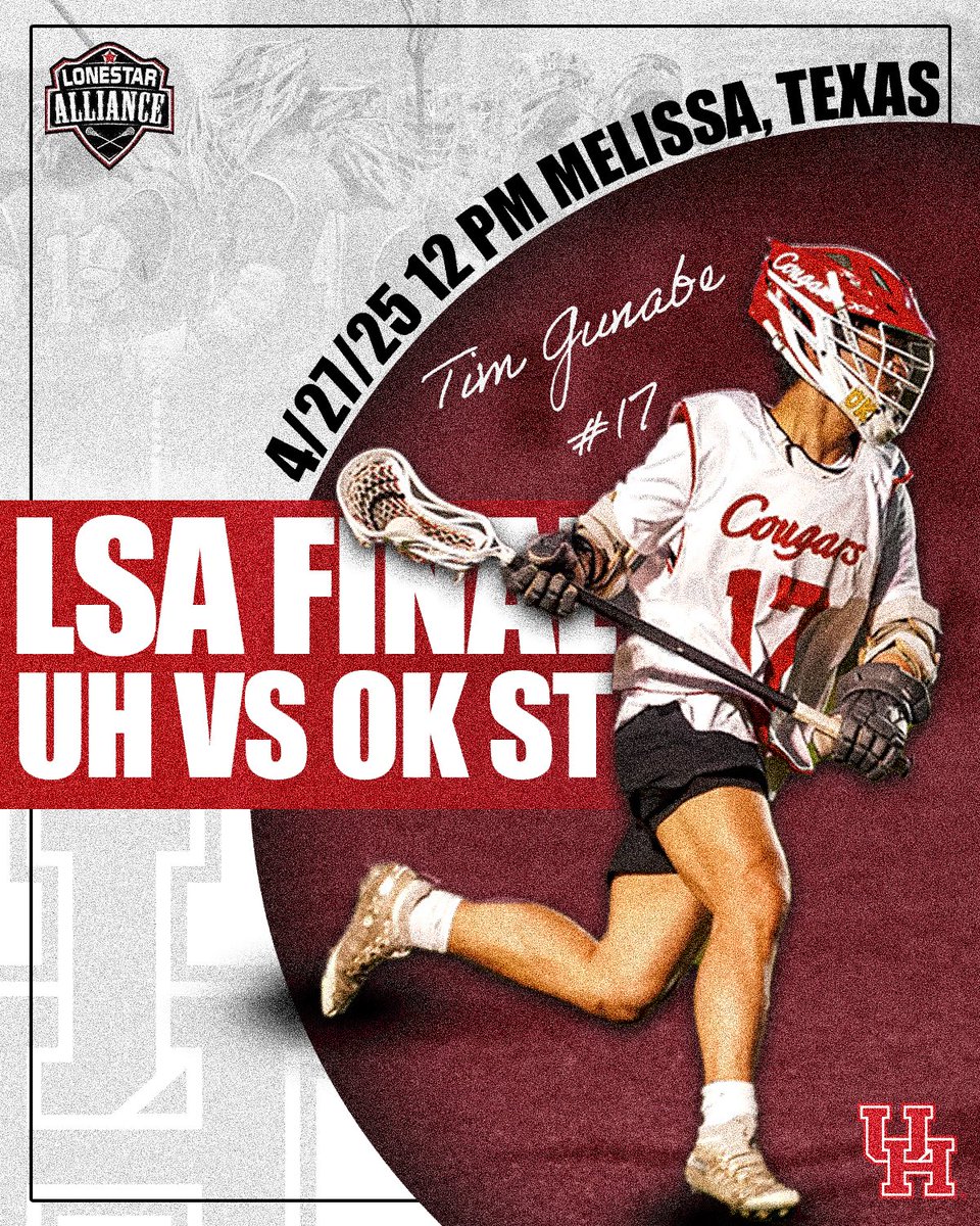 Houston Lacrosse (@uhcougarlax) on Twitter photo #OneMore The stage is set, and the Cougars are coming. ๐พ
Game info belowโbe there, watch it, or hear about it. โฌ๏ธ
๐ Oklahoma State
๐ 4/27/25
โฐ 12 PM
๐ Melissa, Texas
๐ฅ <a href="/GameOnSportsNet/">Game On Sports</a>
<a href="/VarsityLacrosse/">Varsity Club Lacrosse</a> <a href="/MCLA/">MCLA</a> <a href="/UHouston/">University of Houston</a> <a href="/UHCougars/">Houston Athletics</a> <a href="/uhrecreation/">UH Campus Recreation</a> #GoCoogs #Lacrosse #OneMore The stage is set, and the Cougars are coming. ๐พ
Game info belowโbe there, watch it, or hear about it. โฌ๏ธ
๐ Oklahoma State
๐ 4/27/25
โฐ 12 PM
๐ Melissa, Texas
๐ฅ <a href="/GameOnSportsNet/">Game On Sports</a>
<a href="/VarsityLacrosse/">Varsity Club Lacrosse</a> <a href="/MCLA/">MCLA</a> <a href="/UHouston/">University of Houston</a> <a href="/UHCougars/">Houston Athletics</a> <a href="/uhrecreation/">UH Campus Recreation</a> #GoCoogs #Lacrosse
