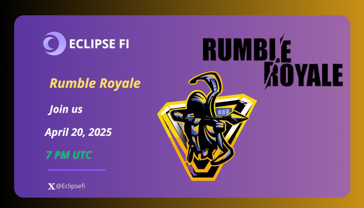 Youse_Mo's tweet photo. Join us on 20 April, 2025
7 PM UTC.
#rumble_royale⚔️
Where on @Eclipsefi Discord
https://t.co/oT3I74lATP
#eclipsefi #neutron #cosmoshub #Equinox #CosmosSDK $Eclip https://t.co/bz04qrphzS