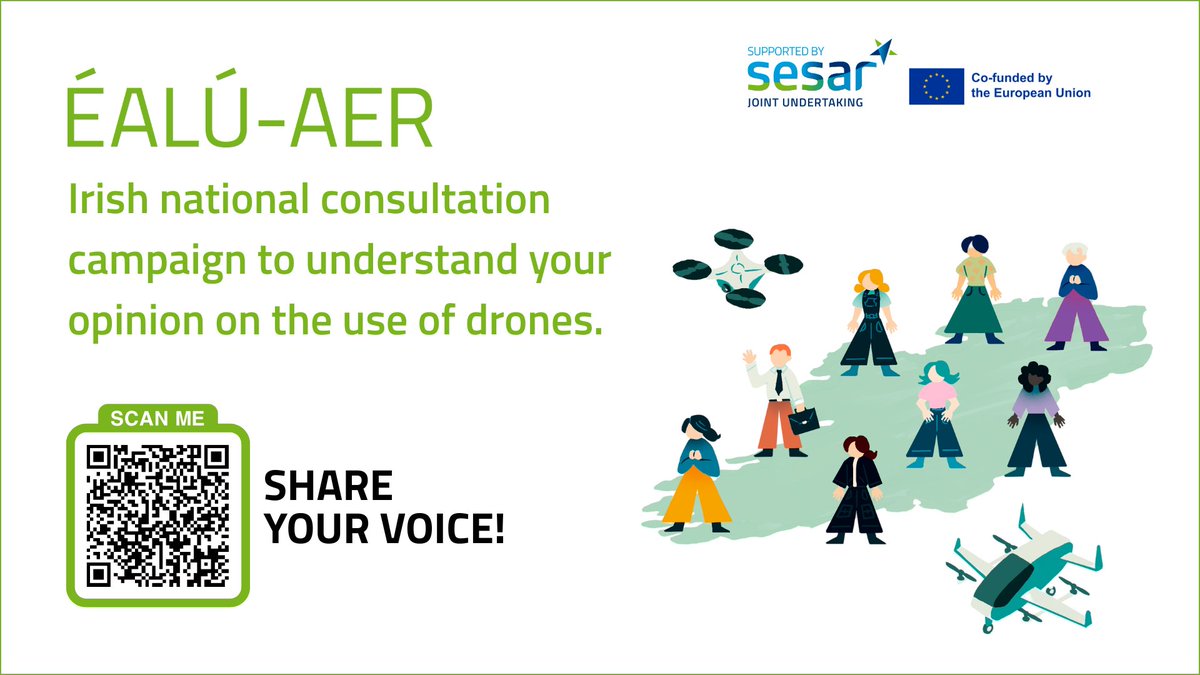 🗣️Your Voice Shapes the Future of Drones!

How do you feel about drones in your airspace?
📢#Irish citizens, share your thoughts in our survey: surveymonkey.com/r/drones_IE

<a href="/SESAR_JU/">SESAR JU🇪🇺✈️</a> <a href="/cinea_eu/">CINEA 🇪🇺</a>