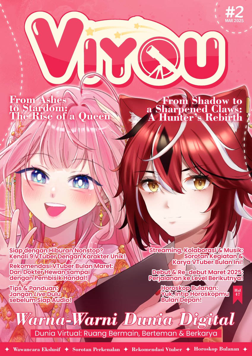 Halo Viyoutachi!
Terima kasih sudah menunggu edisi ke 2 dari VIYOU! 💙

Pada edisi kali ini kita akan membahas tentang Caroline dan Hiseta, beserta memperkenalkan para VTuber bertalenta lainnya!

Penasaran dengan isi kontennya?
Yuk klik link dibawah👇🏻
📘 heyzine.com/flip-book/2f8a…