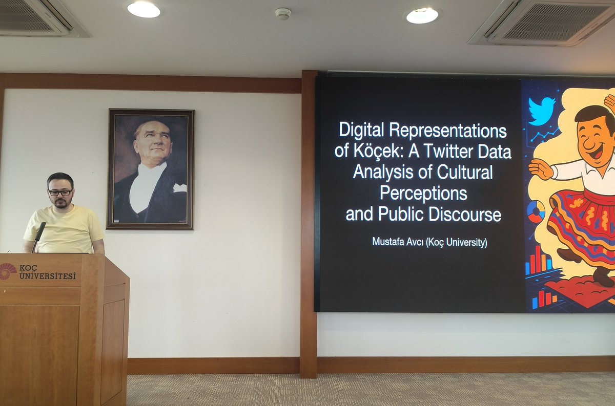 Next at #TCSS2025: Mustafa Avcı from <a href="/kocuniversity/">Koç Üniversitesi</a> presents "Digital Representations of Köçek" - using Twitter data to analyze perceptions of this male dance tradition that carries complex cultural significance.