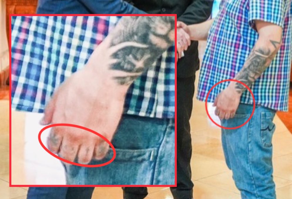 Bubblebathgirl's tweet image. Hey Democrats, if Kilmar Garcia isn’t MS-13, then why does he have MS-13 tattooed on his left hand?
The first symbol is a marijuana leaf for “M” and the second symbol is a skull for “S.” The “13” is clearly visible on his fingers.
Dems will soon pivot to saying gangs are good.