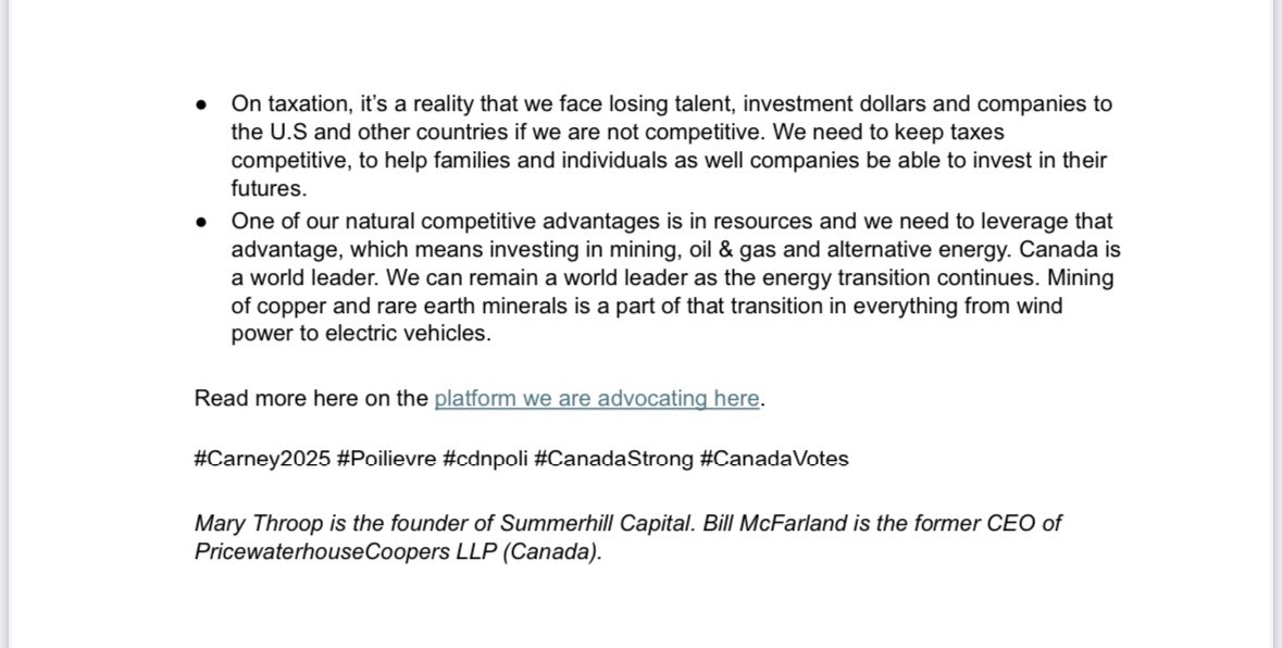 The group Canadians for Free Enterprise have decided to release a series of statements in the next few days on why they are endorsing@PierrePoilievre for Prime Minister. They’ve asked me to share them. In this fourth piece, Mary Throop and Bill McFarland share their views.
