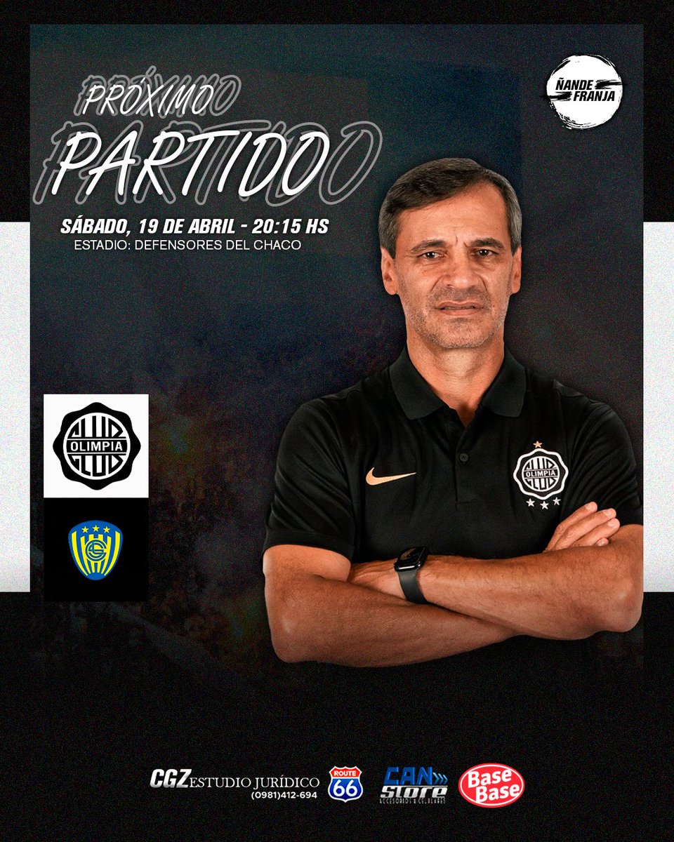 🔜 𝗣𝗿𝗼́𝘅𝗶𝗺𝗼 𝗽𝗮𝗿𝘁𝗶𝗱𝗼 ⚽️

☑️El Decano se mide a <a href="/SpLuquenOficial/">Sportivo Luqueño</a> por la fecha 15 del Torneo Apertura.🏆

🏆 Torneo Apertura
⚽Olimpia🆚Sportivo Luqueño
📌Sábado, 19 de Abril
🕰️20:15 Hs.
🏟️ Defensores del Chaco

#ÑandeFranja