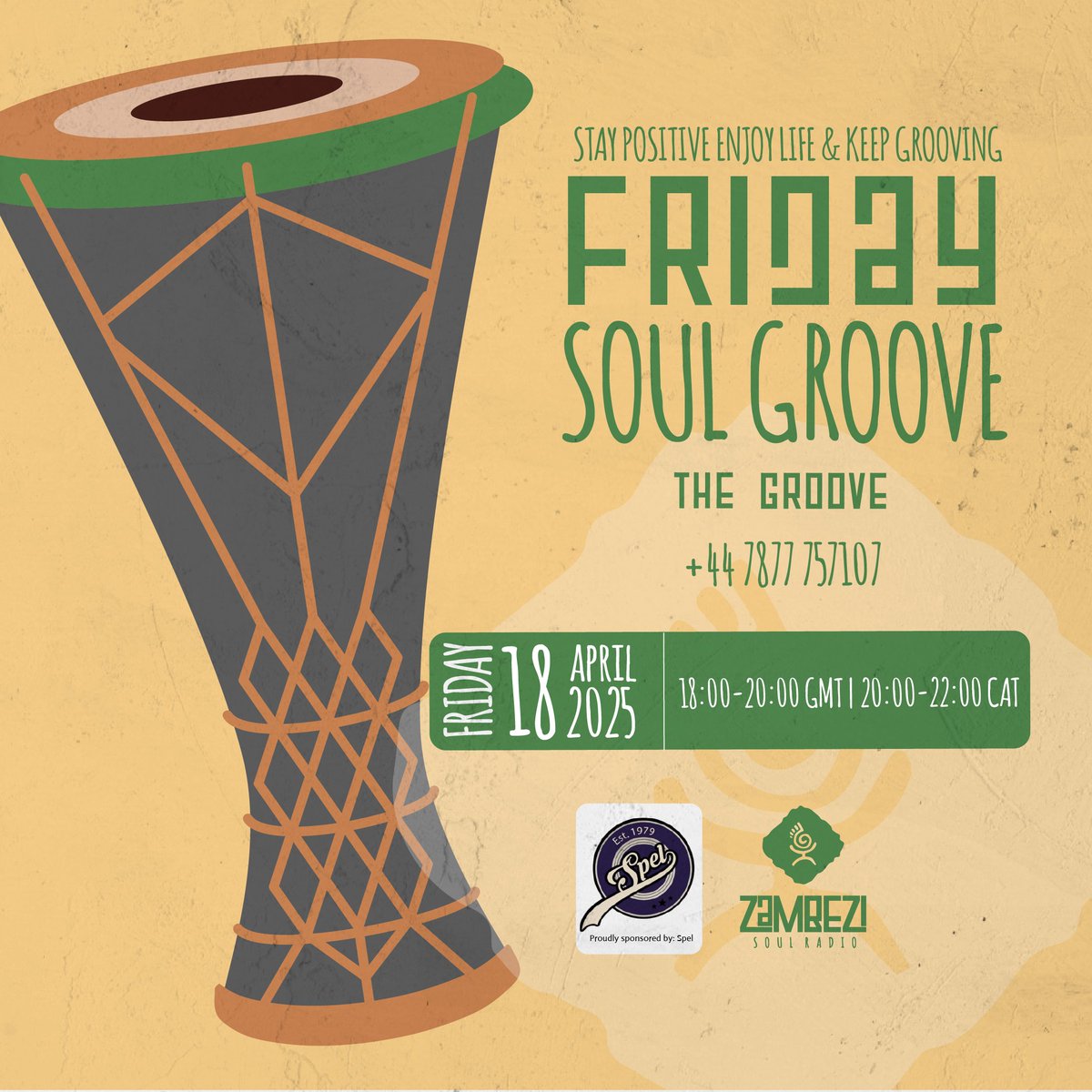 #GoodFridaySoul
#FridaySoulGroove by Spel Clothing on <a href="/zambezisoul/">Zambezi Soul Radio</a>  
April 18, 2025, from 6:00-8:00 PM GMT or 7:00-9:00 PM CAT.
#LetTheMusicFlow!
Share the love with a friend. ⏯️👇
zambezi-soul.link/C3mMNM
zambezisoul.co
#LetTheMusicFlow #TheGroove #StayPositiveEnjoyLife