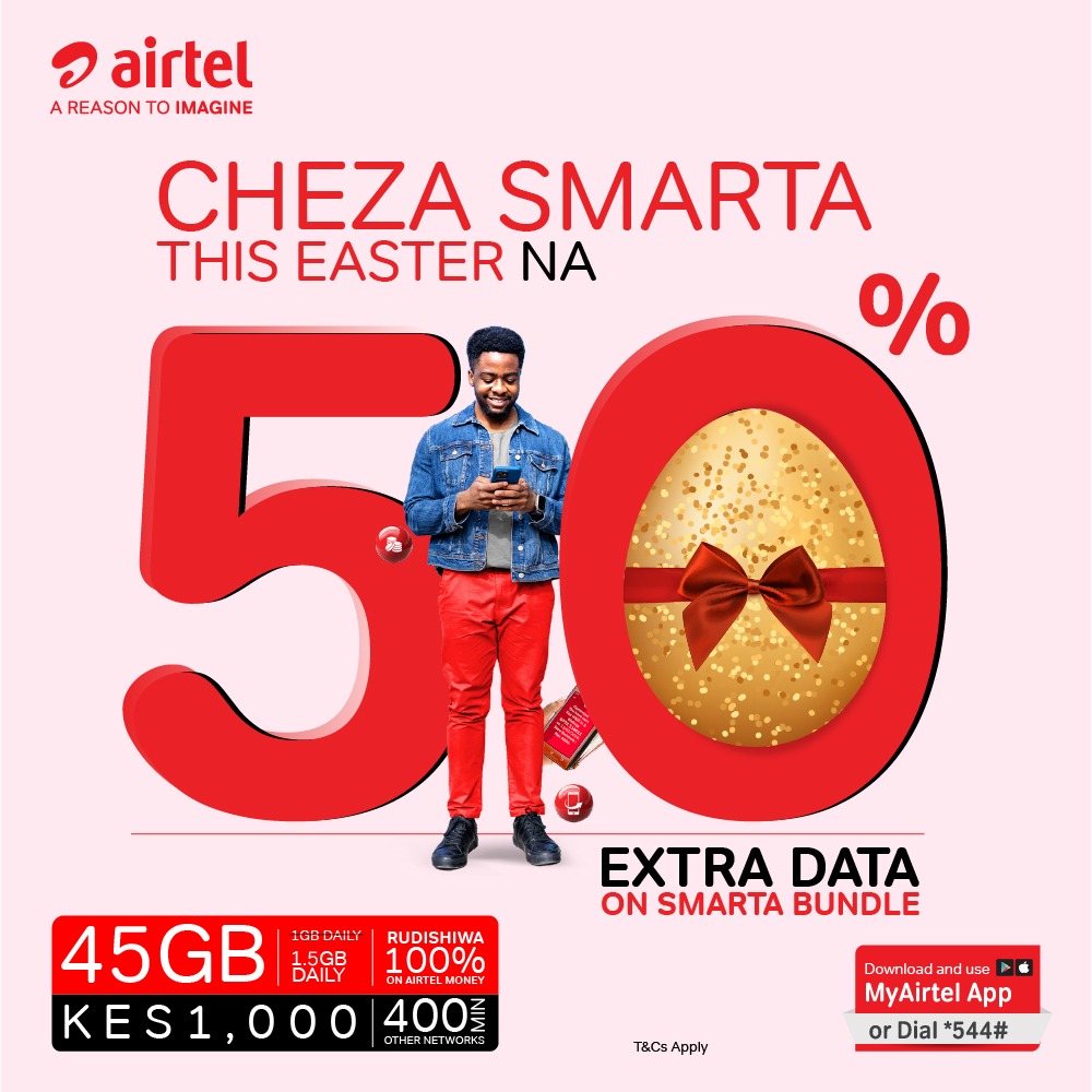 KUcoolkid's tweet photo. Enjoy more internet, more calls, and full cashback this Easter. Get 50% extra data with Smarta Bundle and stay connected the smart way. #ChezaSmartaEaster https://t.co/pw3gz2Sn8W