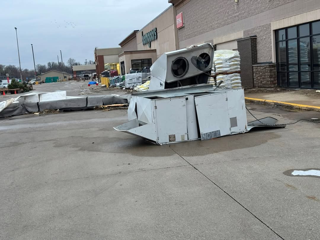 Tornado damage in Storm Lake, Iowa from last night.