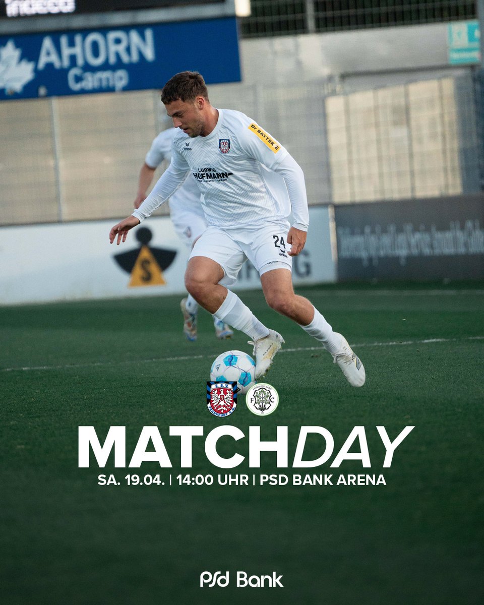 fsv_frankfurt's tweet photo. 🔥 MATCHDAY #30
⚽️: FC 08 Homburg
🏟: PSD Bank Arena
⌚️: 14 Uhr
🎟: An der Tageskasse oder im Online-Ticketshop
📝: Liveticker: https://t.co/6dpB7b0PDb
📺: https://t.co/aWvtGnqLJO
#FSVFrankfurt #WIRsindFSV #FSVFCH #FSVlive https://t.co/9RbwstmxeM