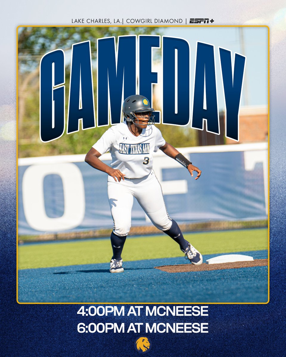 🥎GAME DAY! 
Down in Lake Charles to play two! #HailET 

📊: LionAthletics.com/coverage
💻: LionAthletics.com/coverage