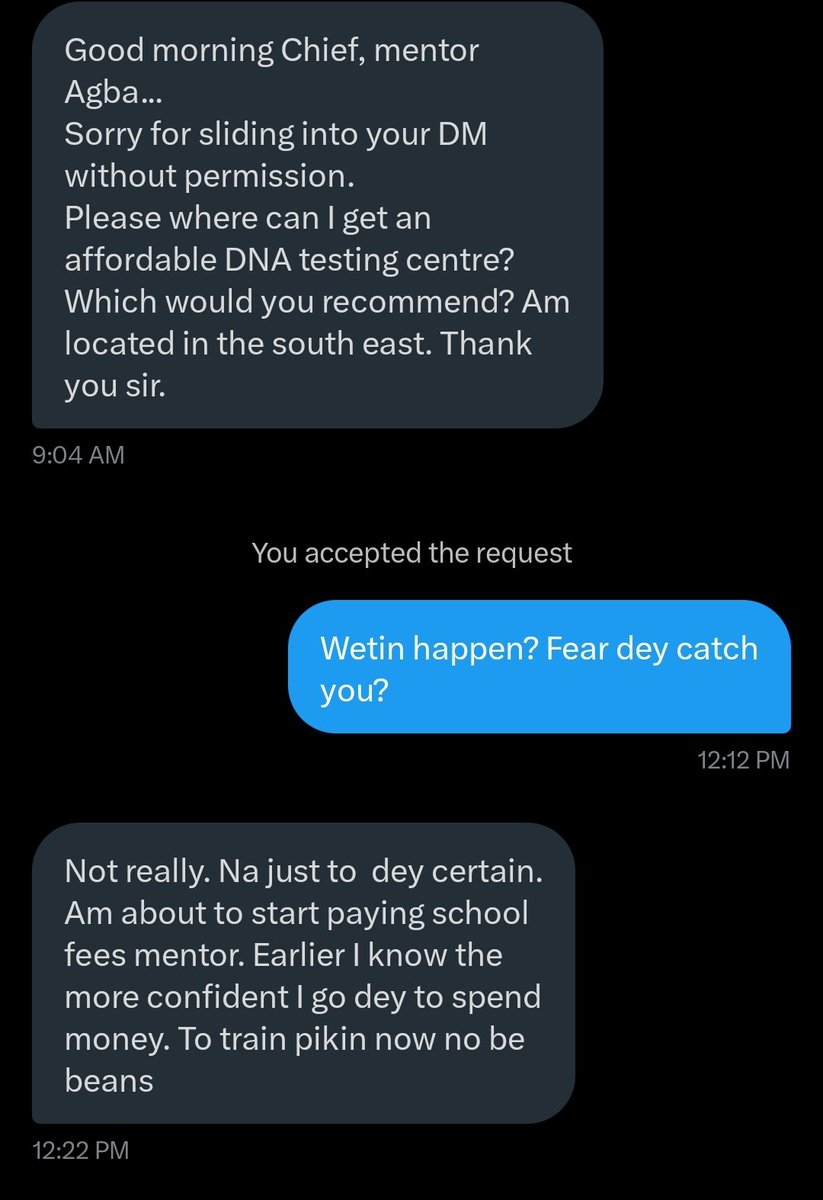 jon_d_doe's tweet photo. Please read the conversation that I had with a 40 year old married man.

Kindly recommend a good DNA center around the south east for him.

Thank you 🙏. https://t.co/tTZN1vDshu
