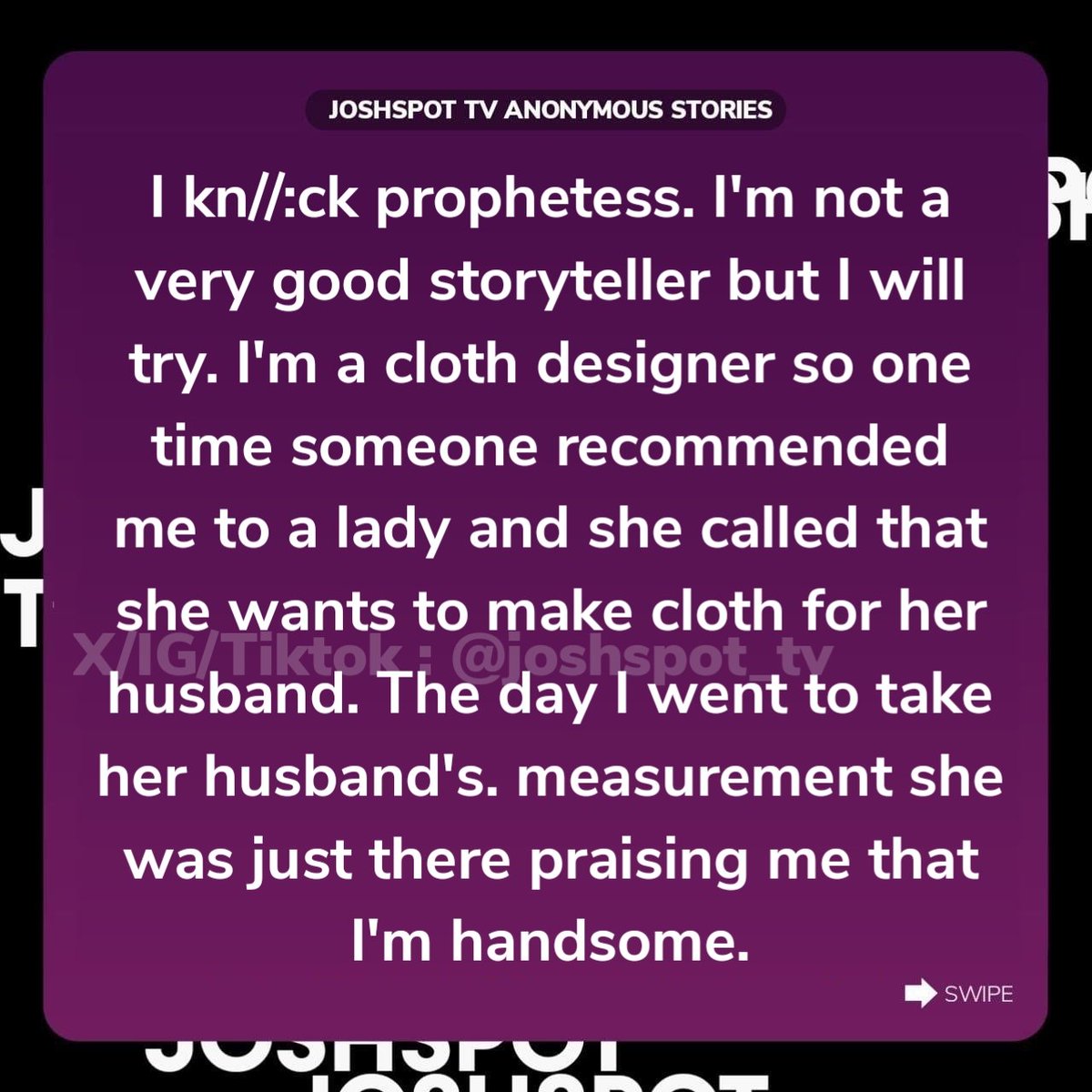 joshspot_tv's tweet photo. "As a young Nigerian tailor, this prophetess approached me and..... "

A thread 🍿👇 https://t.co/EHtWIKwdJK
