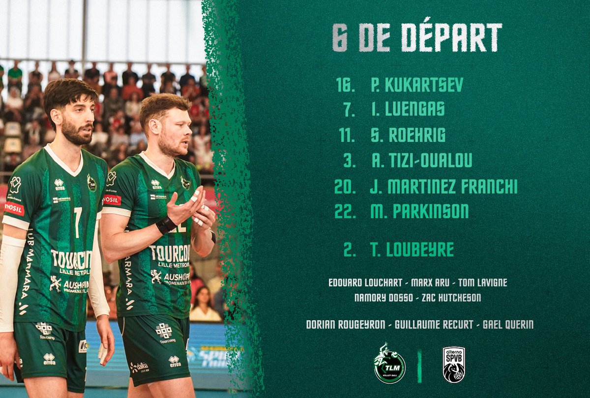 🟢 6 de départ ⚔️

👉 Cinquième match entre Tourcoing et Poitiers : coup d’envoi imminent ! Voici le 6 de départ !

📺 Match à suivre en direct sur BeIN Sports 3 et LNV TV

#WeAreTLM