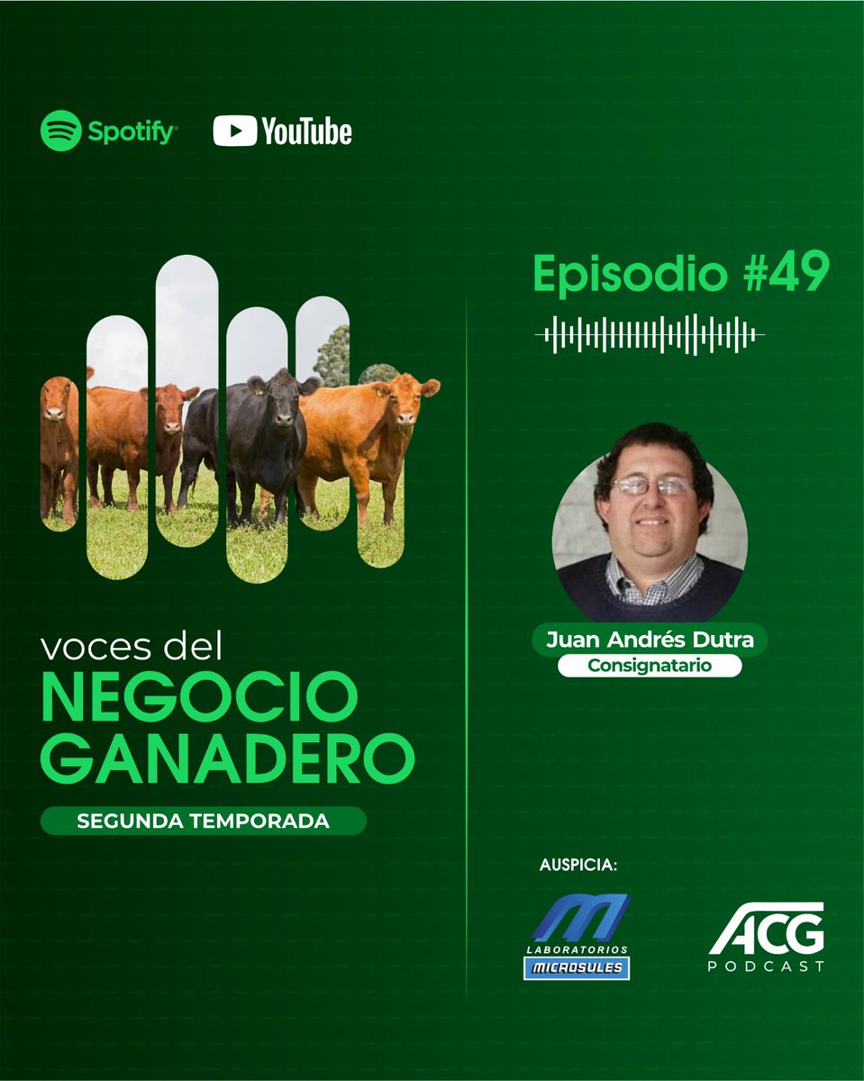 Está disponible un nuevo episodio de ACG Podcast, Voces del negocio ganadero. En esta oportunidad dialogamos con el consignatario Juan Andrés Dutra, director de Dutra Hnos.

🔊 open.spotify.com/episode/4NZtsq…