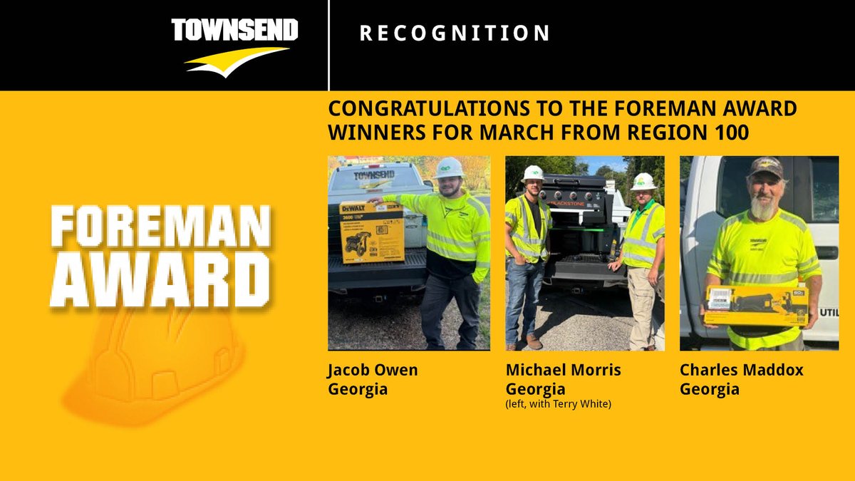 TownsendTreeSvc's tweet image. Whether it&apos;s a quick #safety tip, #leadingbyexample or actively participating in #safetyinitiatives, every effort counts and deserves #recognition. Congratulations to the #winners in regions 100/124/126.