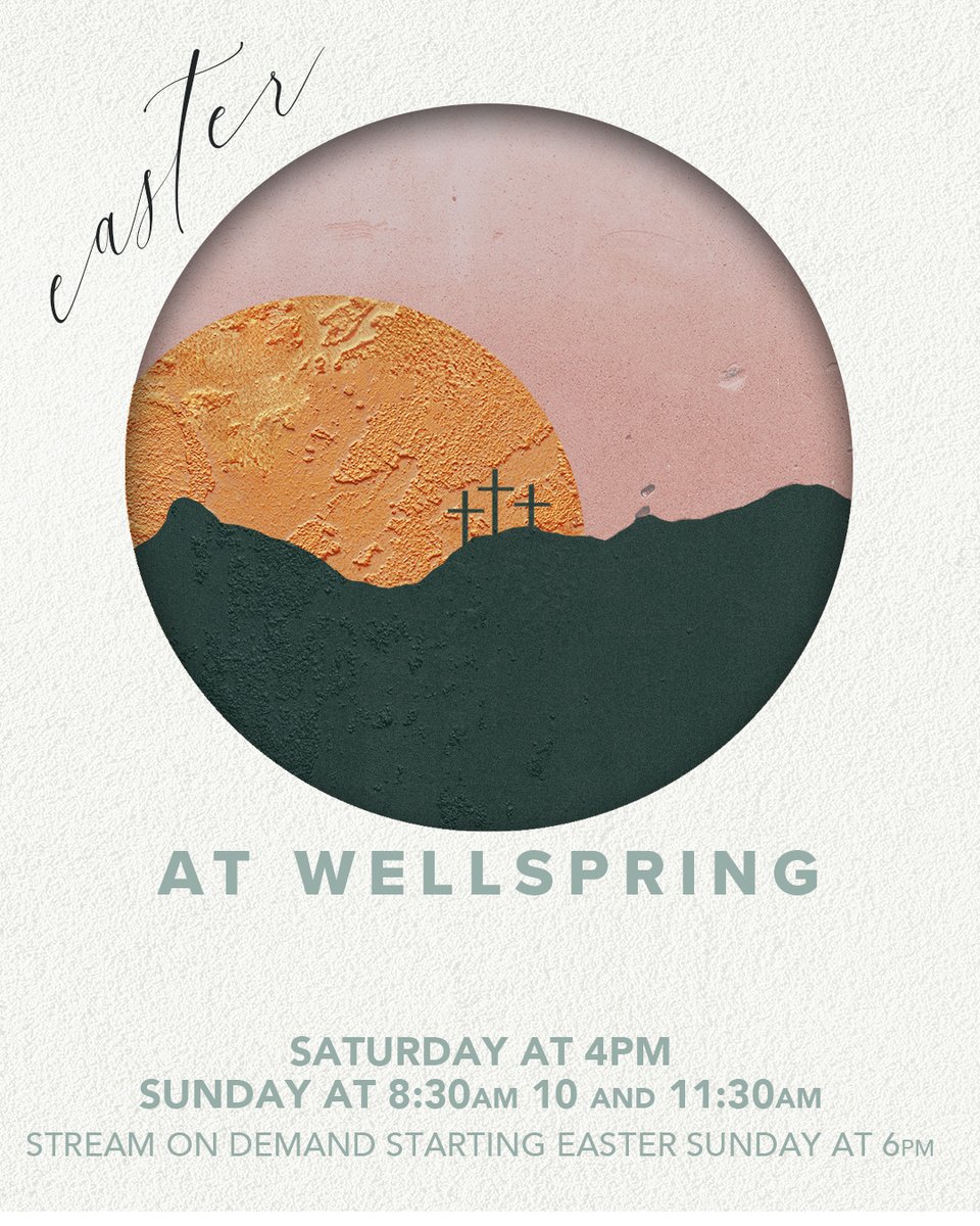 WellspringMB's tweet photo. There’s something special about Easter—hope, new beginnings, and the reminder that love wins. 💚
We’d be honored to spend it with you.

Experience Easter at Wellspring:
✨ Saturday, April 19 at 4 PM
✨ Sunday, April 20 at 8:30, 10, &amp; 11:30 AM

#EasterAtWellspring #WellspringMB https://t.co/8GzFzomeVg