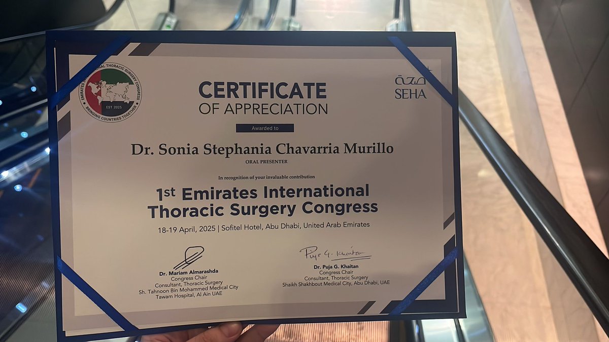 Cirugía Torácica- Hospital de Sant Pau (@toracicasantpau) on Twitter photo representing the joint service of Hospital de Sant Pau and Hospital del Mar at the I Emirates Thoracic Surgery Congress. Congratulations Stephania and thanks to Andres Obeso for your support. <a href="/HospitalSantPau/">Sant Pau - Campus Salut Barcelona</a> <a href="/hospitaldelmar/">Hospital del Mar</a> <a href="/AndresObesoMD/">Andres Obeso</a> <a href="/StephaniaChavM/">Stephania Chavarria</a> representing the joint service of Hospital de Sant Pau and Hospital del Mar at the I Emirates Thoracic Surgery Congress. Congratulations Stephania and thanks to Andres Obeso for your support. <a href="/HospitalSantPau/">Sant Pau - Campus Salut Barcelona</a> <a href="/hospitaldelmar/">Hospital del Mar</a> <a href="/AndresObesoMD/">Andres Obeso</a> <a href="/StephaniaChavM/">Stephania Chavarria</a>