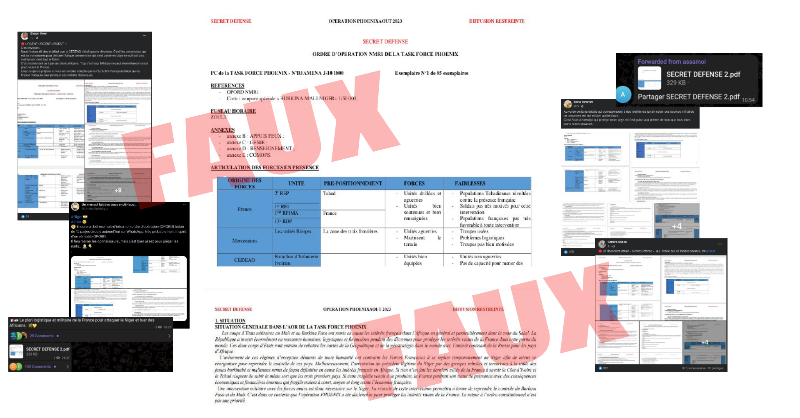 ComcyberFR's tweet photo. #Désinformation | 28 août 2023, 1h52 : sur Facebook, un faux ordre d’opération militaire est diffusé. La première étape d’une attaque informationnelle contre l’armée française. Itinéraire d’un faux ordre d’opération au Niger. @armees_gouv ⤵️