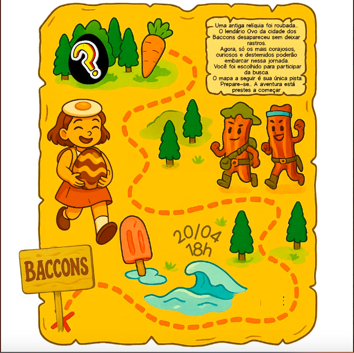 Quem roubou o ovo? 🕵️‍♀️
Vamos descobrir no dia 20/04 das 18h às 22hbr. 
<a href="/BacconsBR/">Baccons</a> <a href="/bacconsfeed/">Baccons | Marketing 🥓</a> #MissãopascoaBaccons