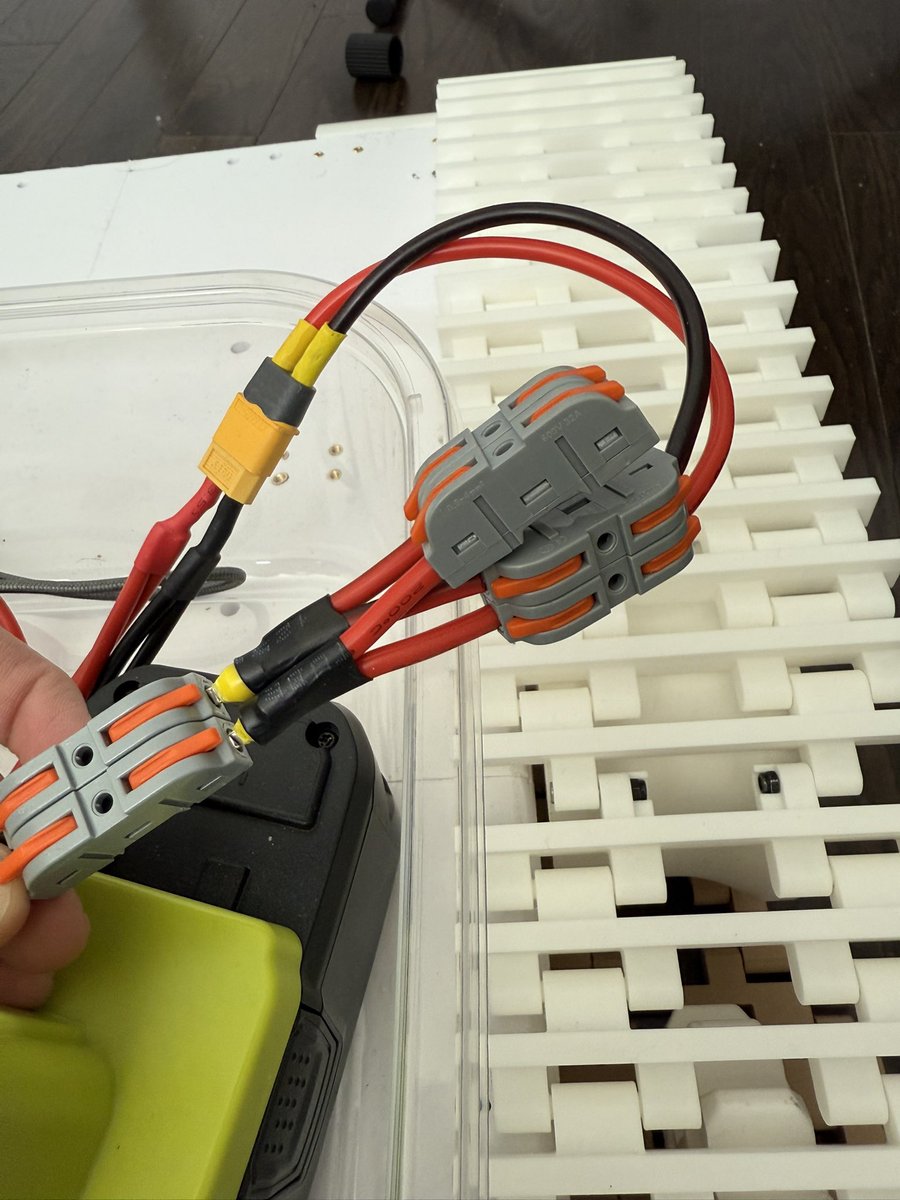 Rate my janky splitter, too lazy to solder rn, need to step down and power ESP32, and then we’re goo