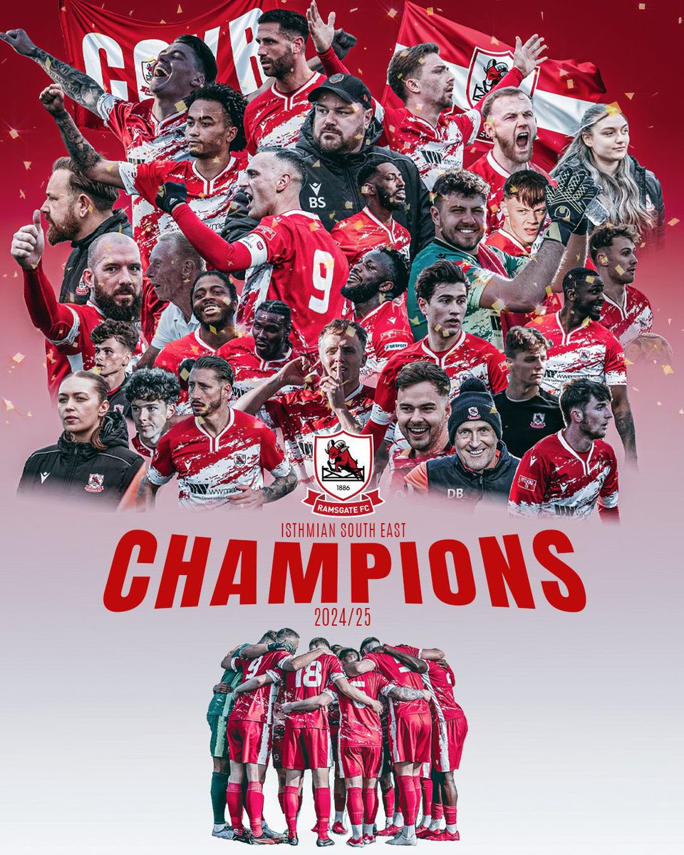 FULL TIME!🤯The whistle’s blown and history is made  — we are the CHAMPIONS of the Isthmian League South East Division! 🏆What a season, what a team, what a club!🐏
#Champions #RamsgateFC #IsthmianLeague #UpTheRams