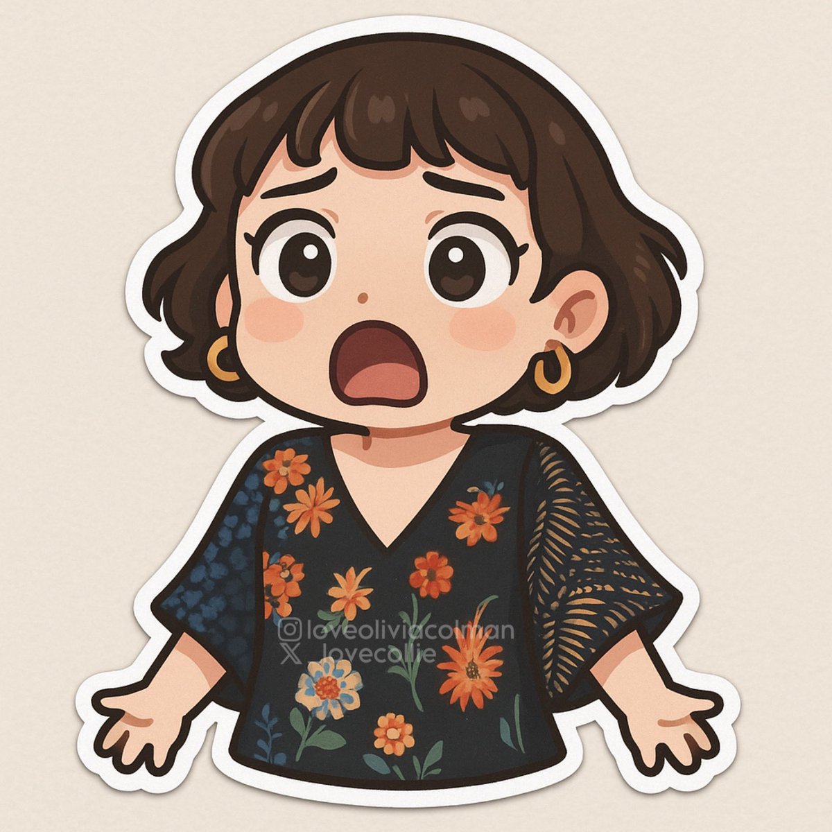 lilalachicka's tweet photo. Even without a photo reference, I will know who this is 🥰 so cute! #OliviaColman #TheRoses https://t.co/nRMuRhQndc