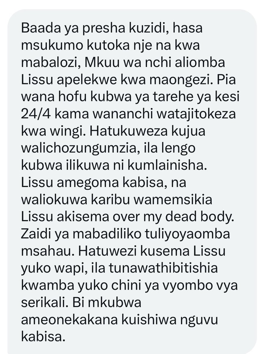 #NoReformsNoElection  

#FreeTunduLissuNow 

#TUTAKUWEPO🫵🏾😎

Kwa Wingi wetu 24.4 tujazane KISUTU kushuhudia LISSU AKINYONGWA MPAKA KUFA.

Hawa wakina mUrilo CHUPI CHINI, ndiomaana wanakazana KUTUMBUA MIMACHO.

REPOST 400🔥🔥🔥🚨🚨🚨