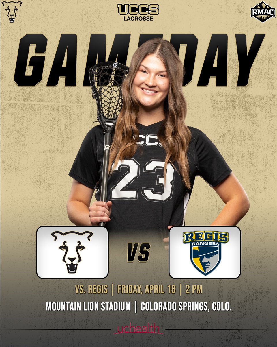 🥍 GAMEDAY🥍

🆚 No. 15 Regis
📍 Colorado Springs, Colo.
🏟️ Mountain Lion Stadium
⌚ 2 p.m.
📊 brnw.ch/21wS50i…
🎥 brnw.ch/21wS50h…

#GoMountainLions #RMACwlax