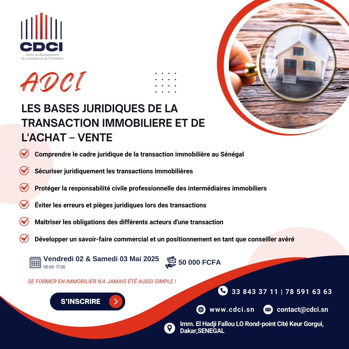 cdcisn's tweet photo. Les bases juridiques de la transaction immobilière  et de l'achat-vente le Vendredi 2 et Samedi 3 Mai 2025
👉Formulaire d'inscription : https://t.co/e3HvlwdPah
📞 78 591 63 63 | 33 843 37 11
Email : contact@cdci.sn
#FormationImmobilier #TransactionImmobilière #AspectsJuridiques https://t.co/g0wKaFDHUC