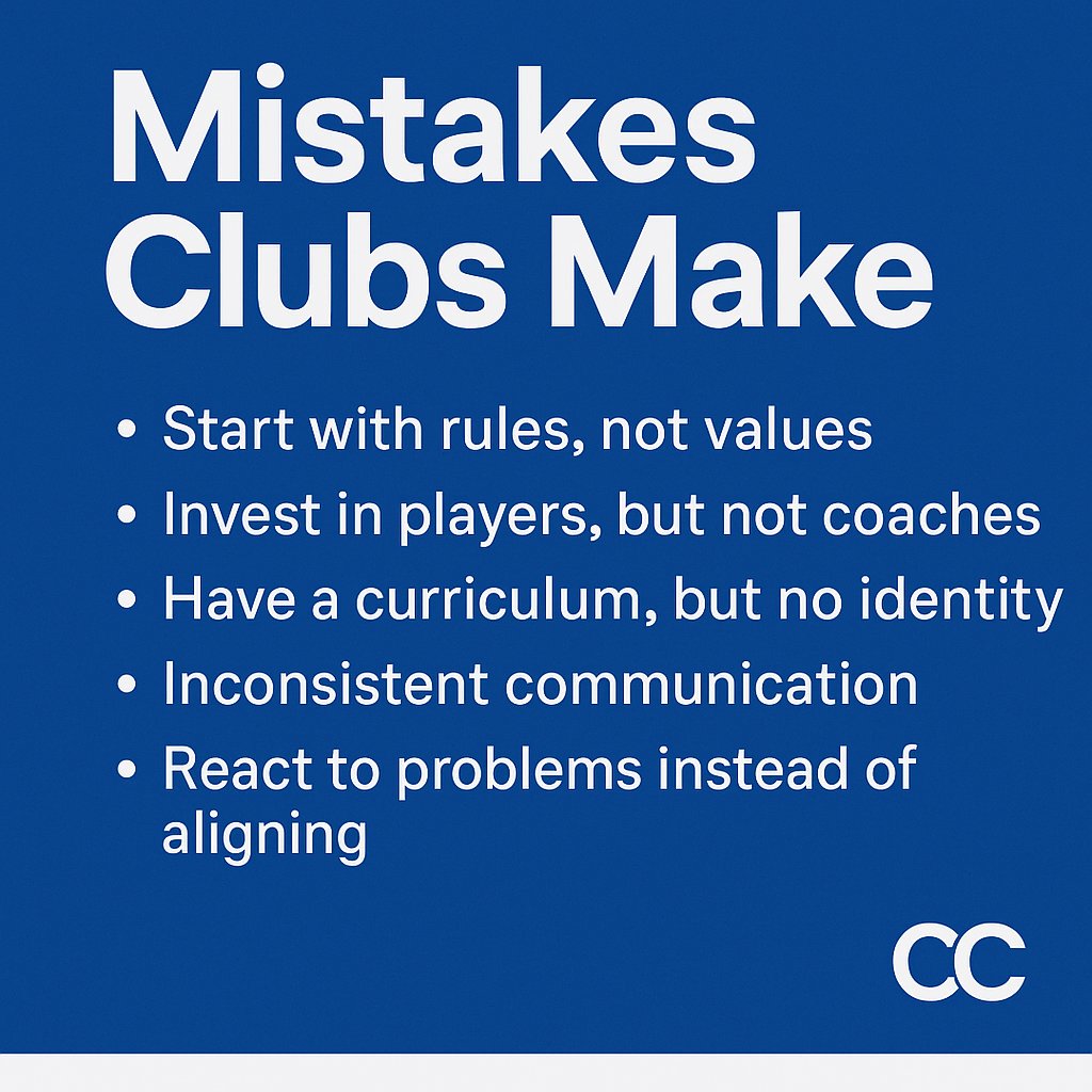 jaclarkson's tweet photo. 📷 Clubs want elite results… but build on shaky foundations.
Culture isn’t slogans — it’s alignment, clarity, and daily habits.

5 mistakes clubs make + how to avoid them.

Coaches + leaders — this one’s for you.
Swipe, share, and let’s raise the standard. 📷
#CoachDevelopment https://t.co/dHcO4QW6RL