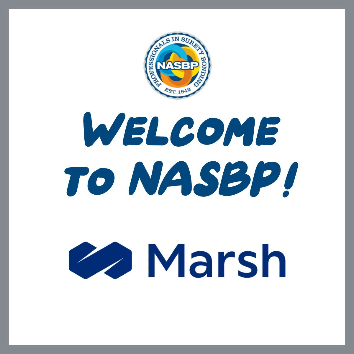 nasbp's tweet photo. NASBP is pleased to welcome Marsh USA Inc., Hartford, CT, our newest Member. NASBP membership--we are better together! #NASBP #BeGuaranteedToSucceed #MakingSuretyACareer #suretybonding #suretybonds #surety #BackingOurFuture #SuretyRocks https://t.co/KFfRDdmnBb