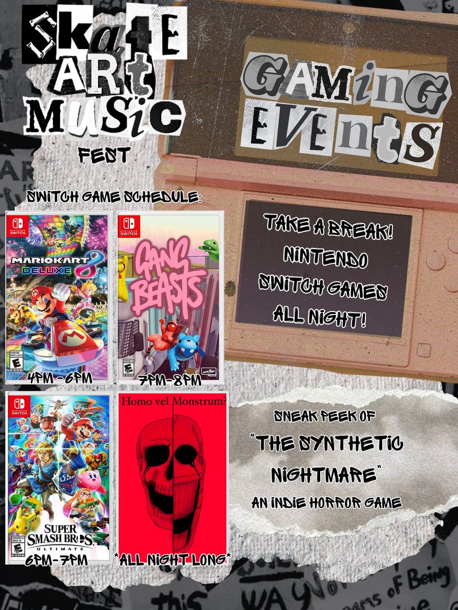 April 25th! During SAMF, take a break away from the wild fun to enjoy Nintendo Switch games and to catch a sneak peek of “The Synthetic Nightmare,” an Indie Horror game in development.

#gaming #SAMF #TheSynthetic Nightmare

Media: Jaden H.
Copy: Jaden H.