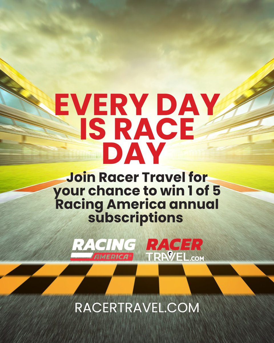 🏁 It's Your Last Day For The Giveaway!

Join Racer Travel for FREE and you’ll be entered to win 1 of 5 <a href="/RacingAmerica/">Racing America</a> annual subscriptions — a $130 value!

🛎️ Sign up now: hubs.ly/Q03hK8BC0