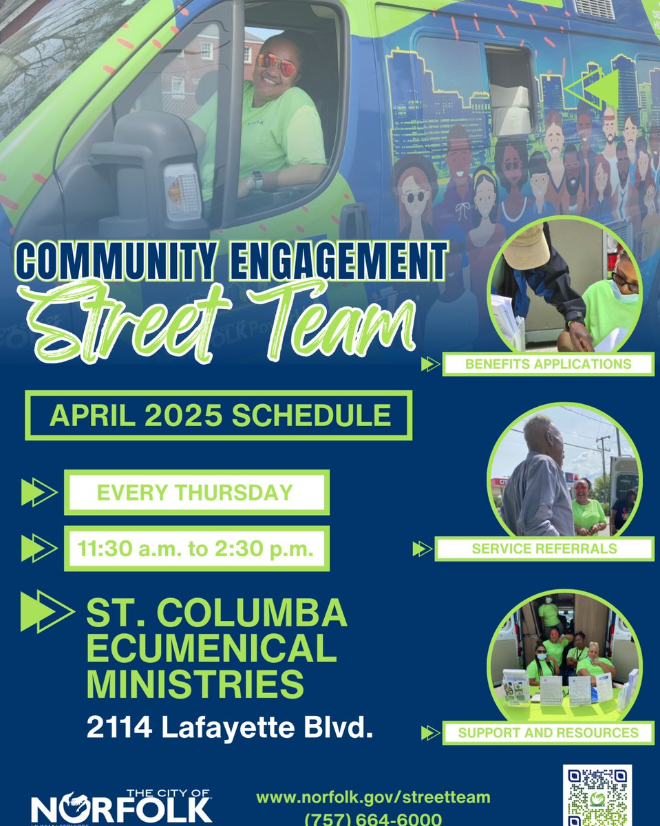 Need real-time help with benefits, basic needs, or services? 

Pull up on Thursday, April 24, at St. Columba Ministries. 

The Community Engagement Street Team (CEST) will be on site with resources, referrals &amp; real support. 

Let’s get you what you need. 💪