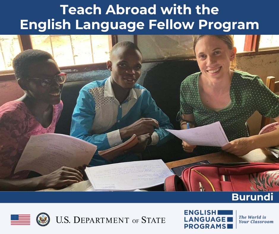 The 2025-2026 English Language Fellow Application is open!  Don't miss this opportunity — apply today!

elprograms.org/fellow-program/ 

#ELFellow #ExchangeOurWorld
