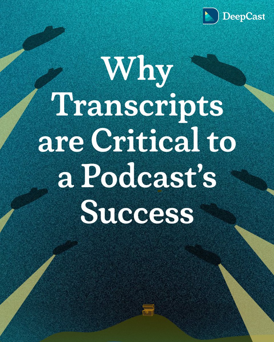 DeepCastCreator's tweet image. Without quality transcripts, your podcast is invisible to search engines. It&apos;s like broadcasting into the void. 

Learn how DeepCast turning your content from a faint blip to a clear signal: 

deepcast.pro/resources/why-…

#PodcastDiscovery #Transcription