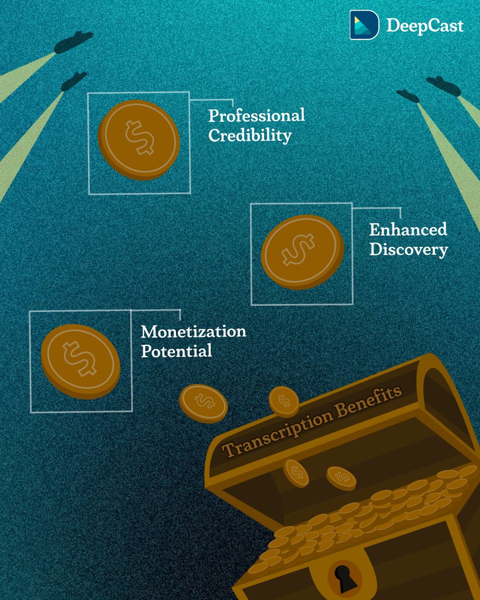 DeepCastCreator's tweet image. Without quality transcripts, your podcast is invisible to search engines. It&apos;s like broadcasting into the void. 

Learn how DeepCast turning your content from a faint blip to a clear signal: 

deepcast.pro/resources/why-…

#PodcastDiscovery #Transcription