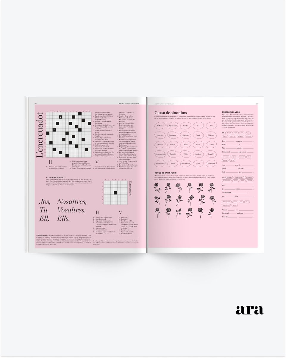 💌 Aquest dissabte dediquem el ‘Capficat’ al dia més bonic de l’any! Descobreix els jocs dedicats a Sant Jordi, plens de referències a la literatura catalana i als enamorats. 

📍 Aconsegueix-lo dissabte al teu quiosc
✍️ Fet amb <a href="/la_pdlla/">La punta de la llengua</a>