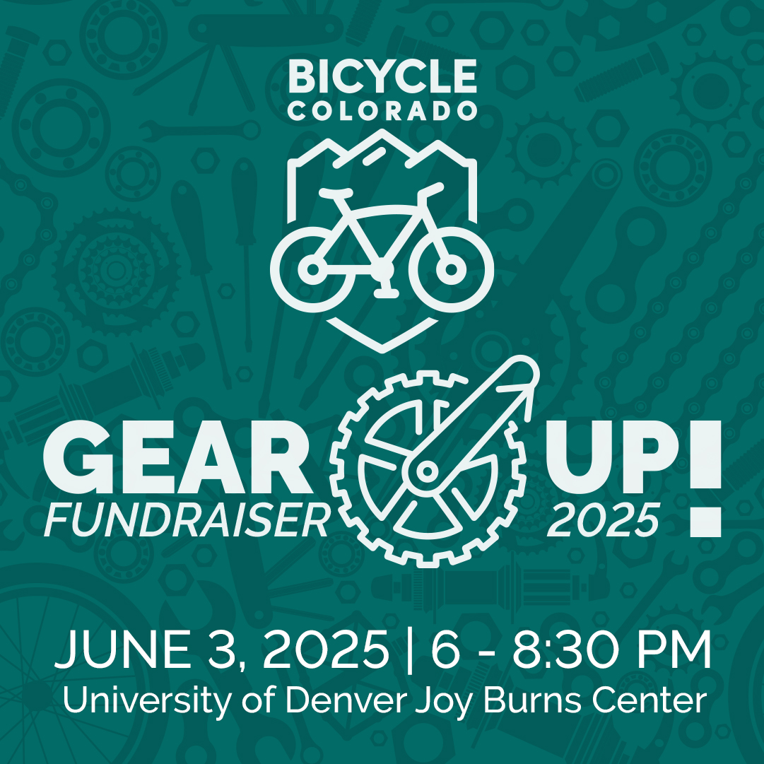 🗓️ Save the date—June 3rd—for this year’s Gear Up! Fundraiser! Come party with us, celebrate biking wins, and help fund our mission to advocate for all people who ride bikes.

Learn more: bicyclecolorado.org/coevent/bicycl…
