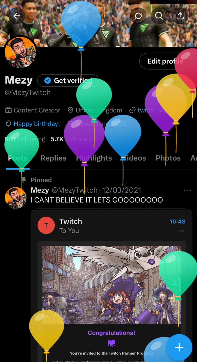 Thank you for the birthday wishes 🎈 

I Recently started streaming/making content again, and I just want to say thanks for showing me support after I was away for so long. 

I’m Going to full send this year and see where it takes me, will be live later tonight 🫡