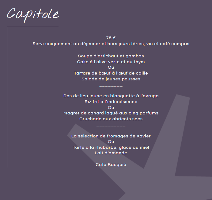 Voici le menu de la semaine.
Bonne semaine !