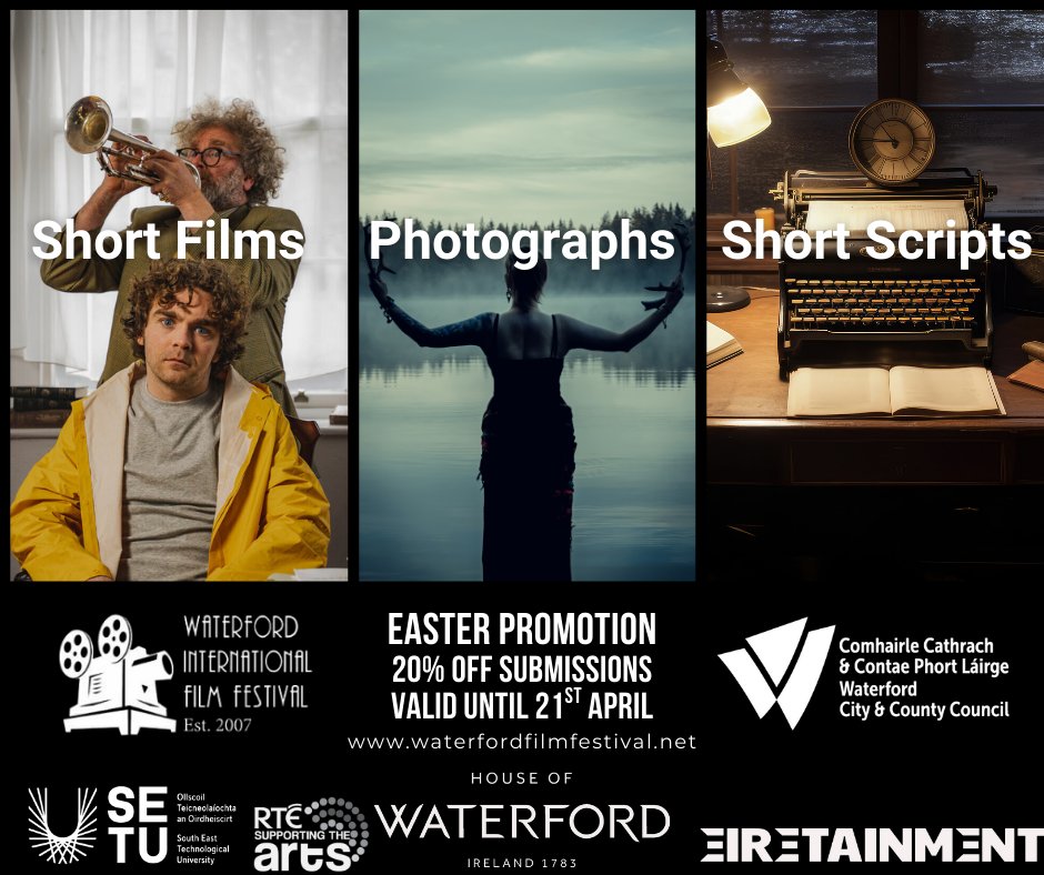 waterfordfilm's tweet photo. EASTER PROMO – 20% OFF SUBMISSIONS! 
We're celebrating Easter with a special 20% discount on submissions to the Waterford International Film Festival 2025 
📷 Offer valid until April 21st
📷 Submit via FilmFreeway: https://t.co/CmMNmH9H3v
📷 Use code: WIFFEASTER2025 at checkout https://t.co/FVooS6EFgl