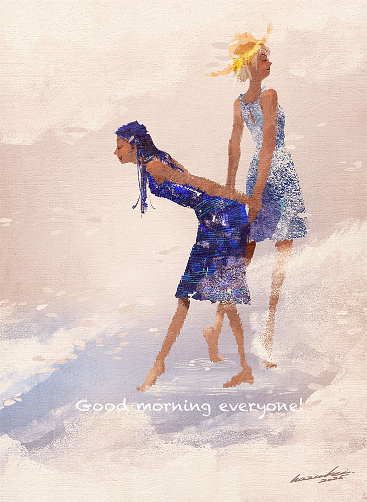 hazukei's tweet photo. 「 砂浜 。」 - no.A_16296
海辺の二人
Two women on the beach
#イラストレーション #book_cover_design #painting #drawing https://t.co/2MMLKvj3uU